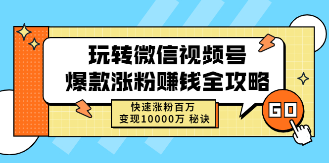 （2465期）玩转微信视频号爆款涨粉赚钱全攻略，快速涨粉百万 变现10000万 秘诀-副业库