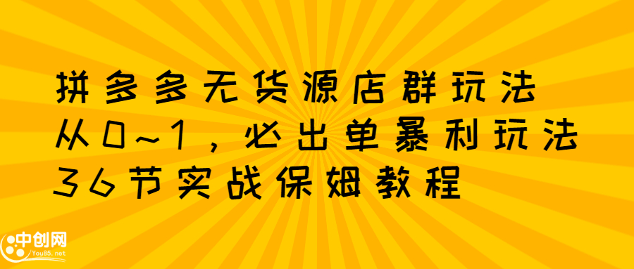 （2349期）拼多多无货源店群：从0~1，必出单10单利润1000+暴利玩法，36节实战保姆教程-副业库