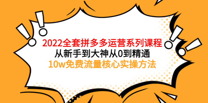 （3654期）2022全套拼多多运营课程，从新手到大神从0到精通，10w免费流量核心实操方法-副业库