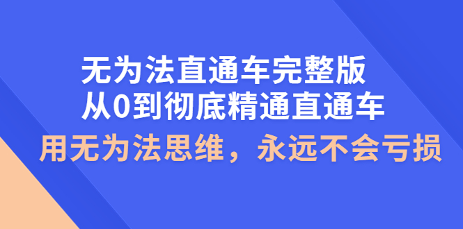 （3921期）无为法直通车完整版：从0到彻底精通直通车，用无为法思维，永远不会亏损-副业库