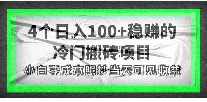 （4041期）4个稳赚的冷门搬砖项目，每个项目日入100+小白零成本照抄当天可见收益-副业库