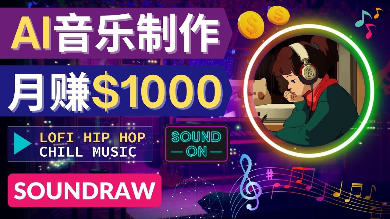 （4251期）无需任何音乐基础： 使用AI软件制作Lofi Hip Hop Chill Music 月赚1000美元-副业库