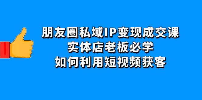 （4436期）朋友圈私域IP变现成交课：实体店老板必学，如何利用短视频获客-副业库