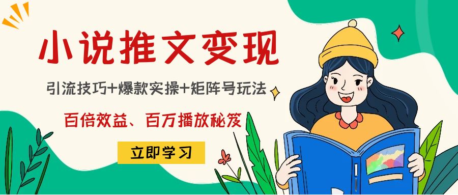 （4569期）小说推文训练营：引流技巧+爆款实操+矩阵号玩法，百倍效益、百万播放秘笈-副业库