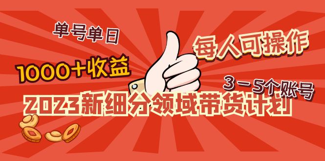 （4827期）2023新细分领域带货计划：单号单日1000+收益不难，每人可操作3-5个账号-副业库