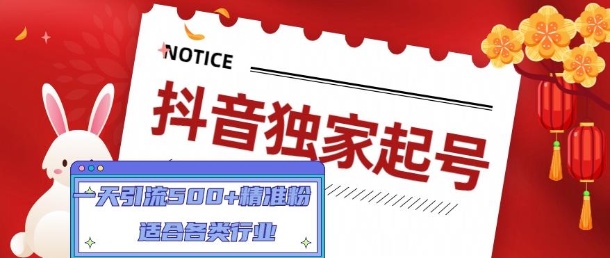 （4906期）抖音独家起号，一天引流500+精准粉，适合各类行业（9节视频课）-副业库