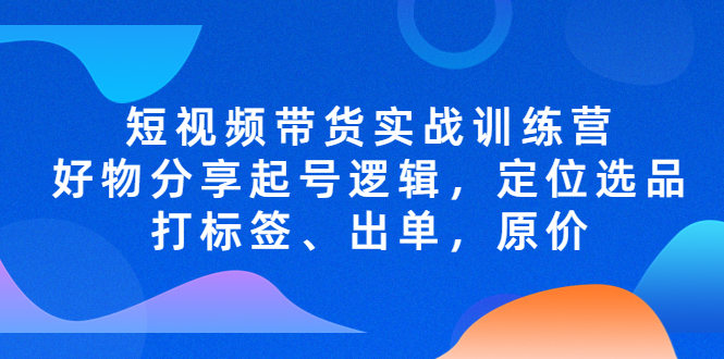 （5076期）短视频带货实战训练营，好物分享起号逻辑，定位选品打标签、出单，原价-副业库