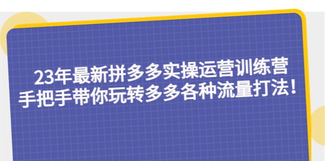 （5435期）23年最新拼多多实操运营训练营：手把手带你玩转多多各种流量打法！-副业库