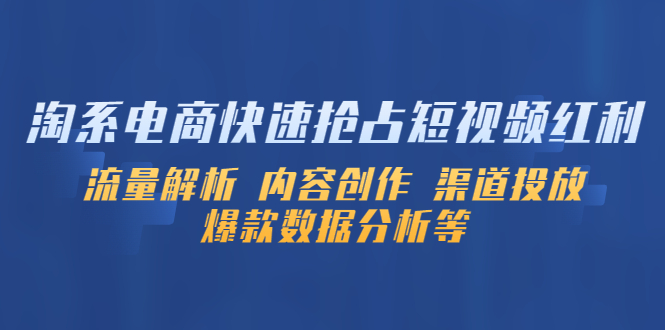 （5538期）淘系电商快速抢占短视频红利：流量解析 内容创作 渠道投放 爆款数据分析等-副业库