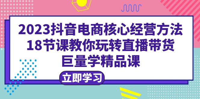 （6309期）2023抖音电商核心经营方法：18节课教你玩转直播带货，巨量学精品课-副业库