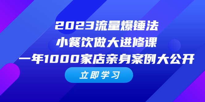 （6485期）2023流量 爆锤法，小餐饮做大进修课，一年1000家店亲身案例大公开-副业库