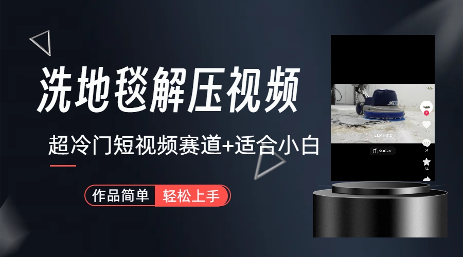 （6938期）超冷门抖音短视频赛道-清洗地毯解压视频-简单无脑怼作品（教程+素材）-副业库