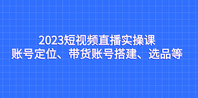 （7081期）2023短视频直播实操课，账号定位、带货账号搭建、选品等-副业库