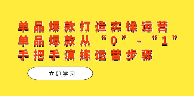 （7488期）单品爆款打造实操运营，单品爆款从“0”-“1”手把手演练运营步骤-副业库