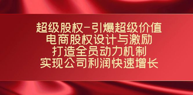 （7505期）超级股权-引爆超级价值：电商股权设计与激励：打造全员动力机制  实现…-副业库