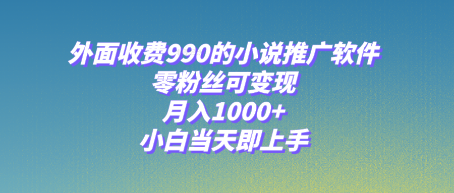 （8016期）小说推广软件，零粉丝可变现，月入1000+，小白当天即上手【附189G素材】-副业库