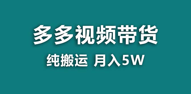 （8491期）【蓝海项目】拼多多视频带货 纯搬运一个月搞了5w佣金，小白也能操作 送工具-副业库