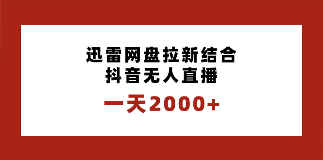 （8551期）一天2000+迅雷网盘拉新结合抖音无人直播，独创玩法保姆级教学-副业库