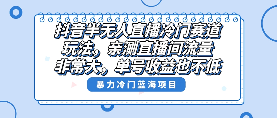 （8667期）抖音半无人直播冷门赛道玩法，直播间流量非常大，单号收益也不低！-副业库