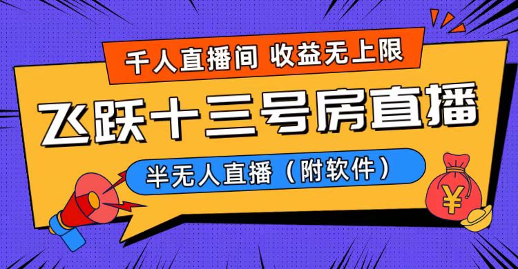 （8711期）爆火飞跃十三号房半无人直播，一场直播上千人，日入过万！（附软件）-副业库