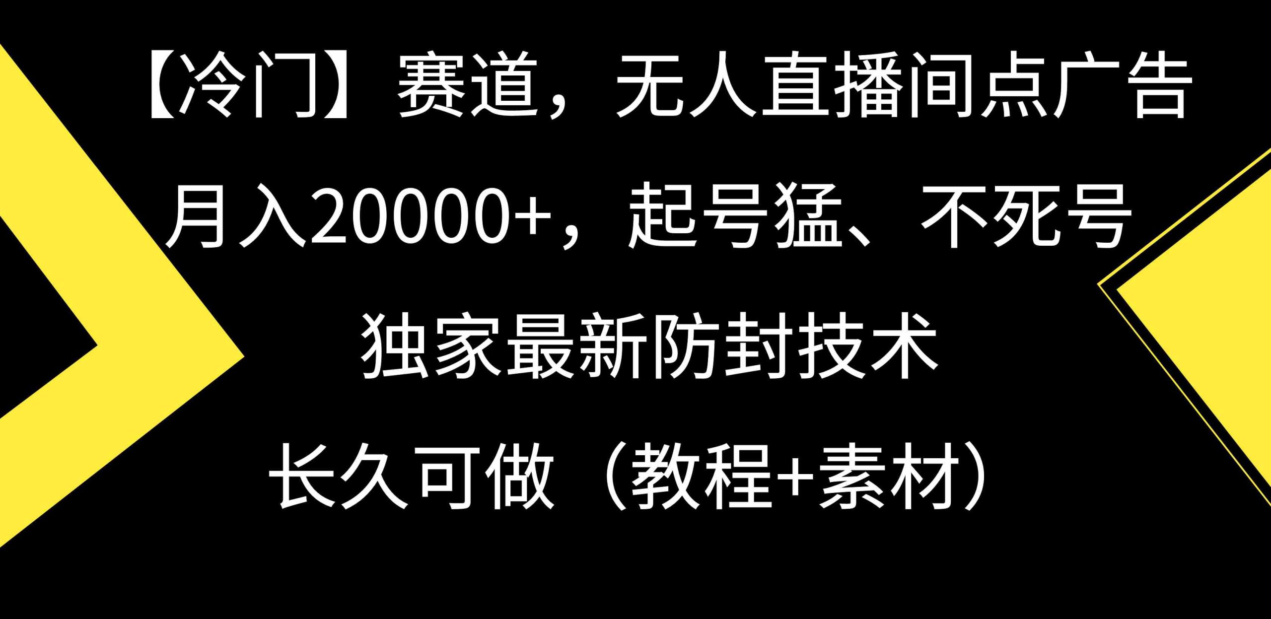 （9100期）【冷门】赛道，无人直播间点广告，月入20000+，起号猛、不死号，独家最…-副业库