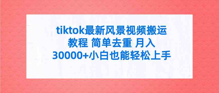 （9804期）tiktok最新风景视频搬运教程 简单去重 月入30000+附全套工具-副业库