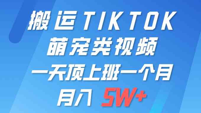 （9931期）一键搬运TIKTOK萌宠类视频 一部手机即可操作 所有平台均可发布 轻松月入5W+-副业库