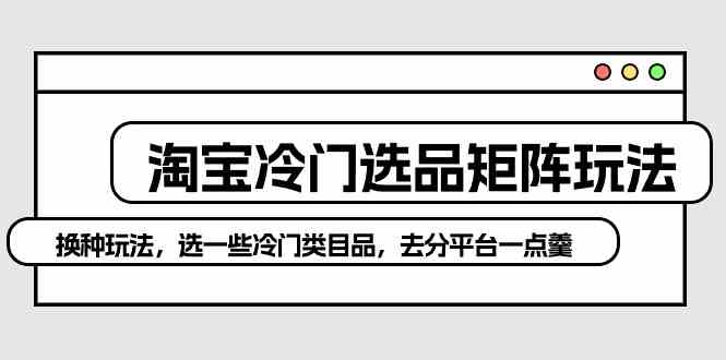 （10159期）淘宝冷门选品矩阵玩法：换种玩法，选一些冷门类目品，去分平台一点羹-副业库