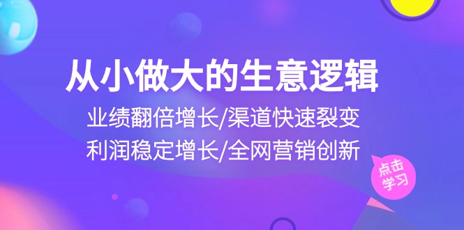 （10438期）从小做大生意逻辑：业绩翻倍增长/渠道快速裂变/利润稳定增长/全网营销创新-副业库