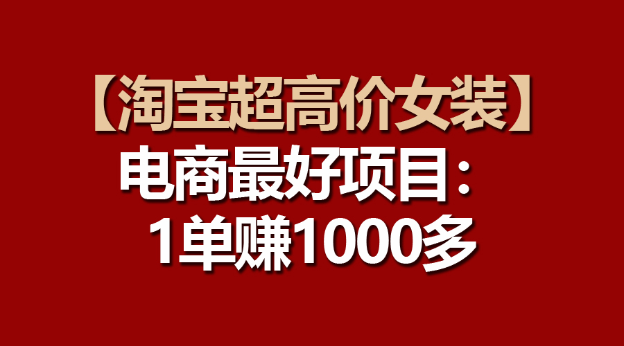 （10514期）【淘宝超高价女装】电商最好项目：一单赚1000多-副业库