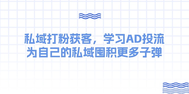 （10728期）某收费课：私域打粉获客，学习AD投流，为自己的私域囤积更多子弹-副业库