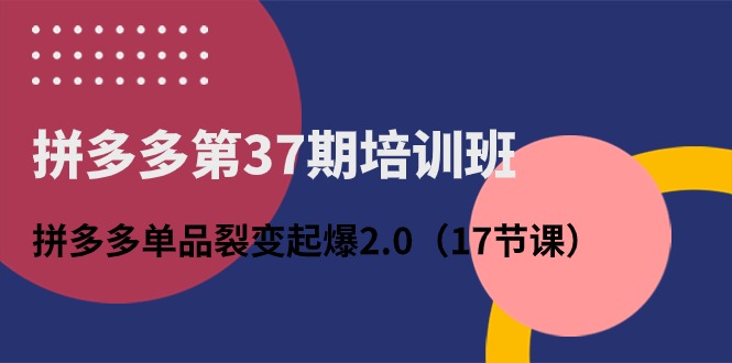 （10835期）拼多多第37期培训班：拼多多单品裂变起爆2.0（17节课）-副业库
