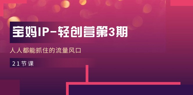 （11042期）宝妈IP-轻创营第3期，人人都能抓住的流量风口（21节课）-副业库