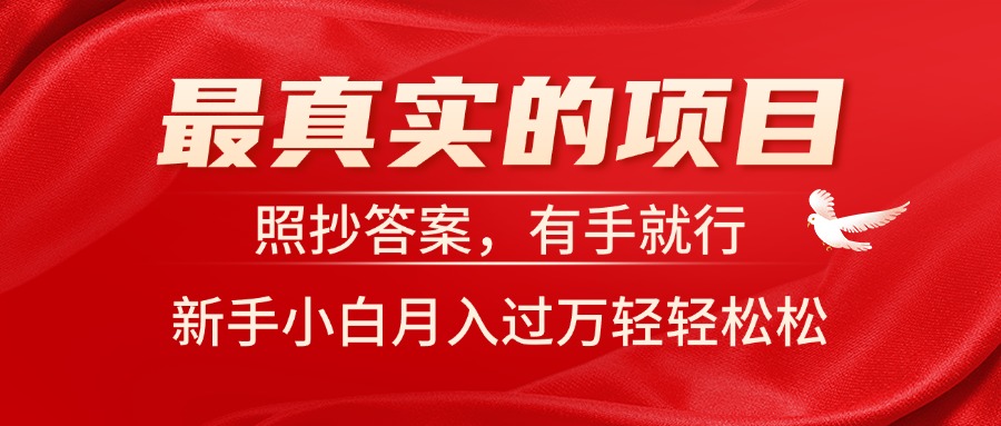 （11362期）最真实的项目，照抄答案，有手就行，新手小白月入过万轻轻松松-副业库