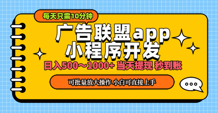 （11645期）小程序开发 广告赚钱 日入500~1000+ 小白轻松上手！-副业库