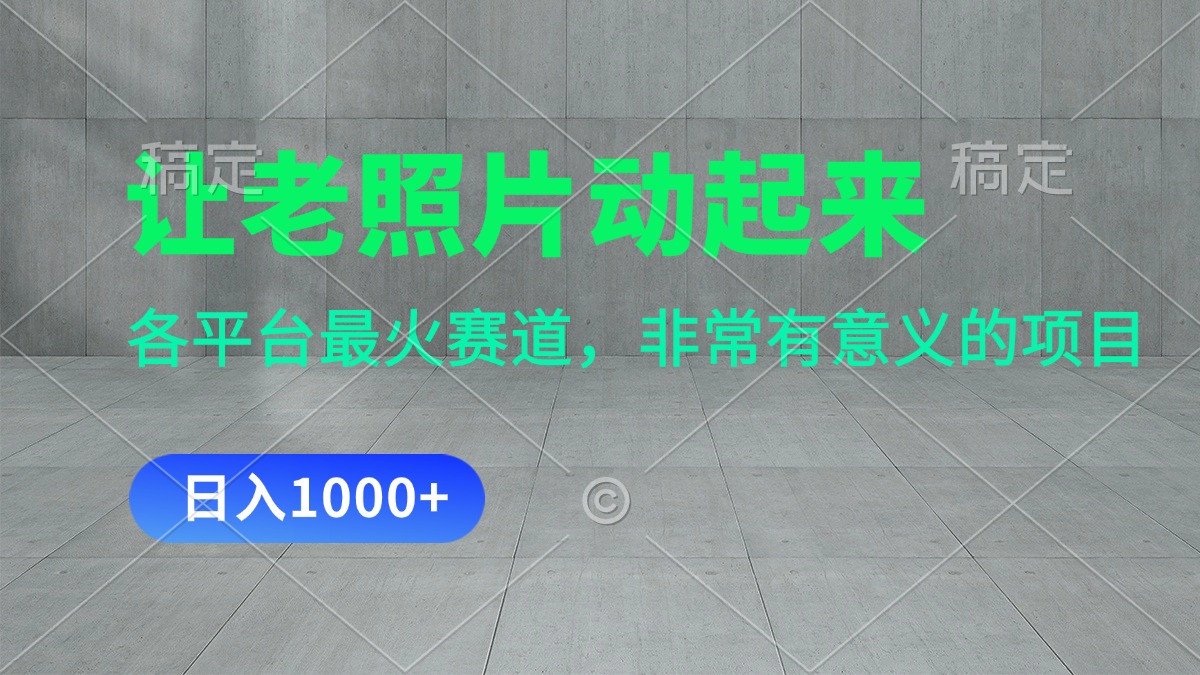 （11671期）让老照片动起来，一天变现1000+，各平台最火赛道，看完就会-副业库