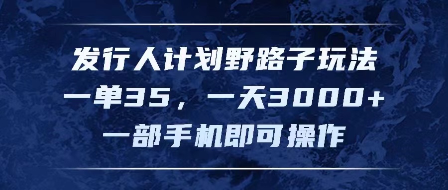 （11750期）发行人计划野路子玩法，一单35，一天3000+，一部手机即可操作-副业库