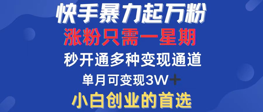 （12651期）快手暴力起万粉，涨粉只需一星期，多种变现模式，直接秒开万合，小白创…-副业库
