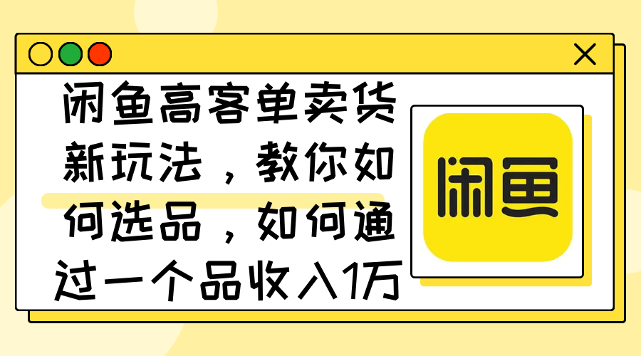 （12387期）闲鱼高客单卖货新玩法，教你如何选品，如何通过一个品收入1万+-副业库