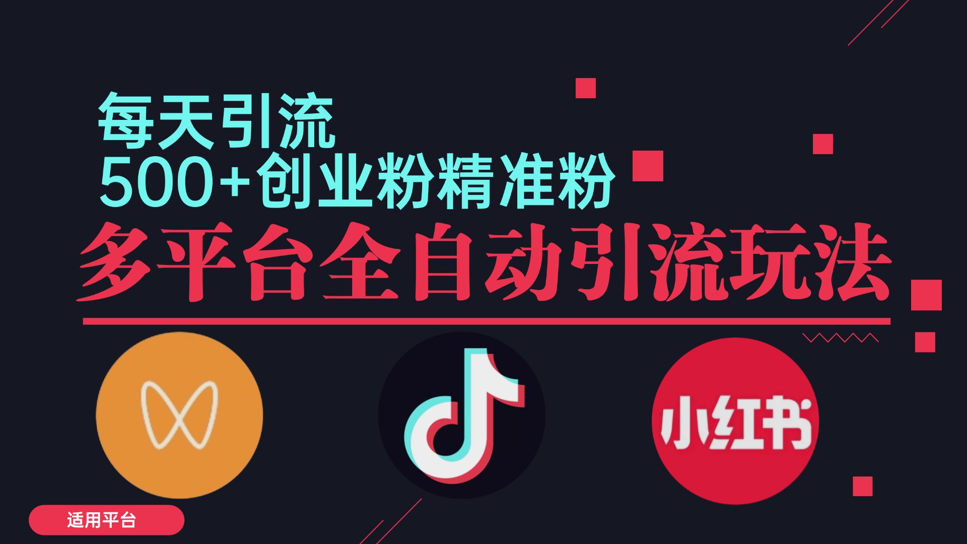 （12765期）小红书抖音视频号截流自热全平台引流打法，全自动引流【日引2000+精准…-副业库