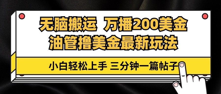 （13050期）油管无脑搬运撸美金玩法教学，万播200刀，三分钟一篇帖子，小白轻松上手-副业库
