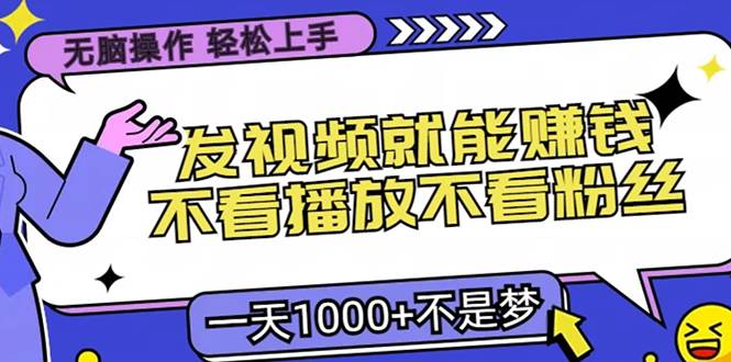 （13283期）无脑操作，只要发视频就能赚钱？不看播放不看粉丝，小白轻松上手，一天…-副业库