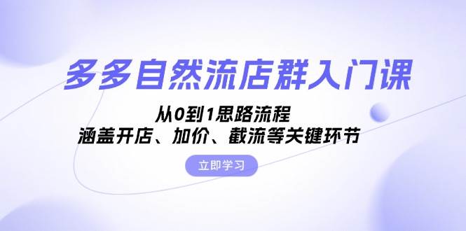 （13279期）多多自然流店群入门课，从0到1思路流程，涵盖开店、加价、截流等关键环节-副业库