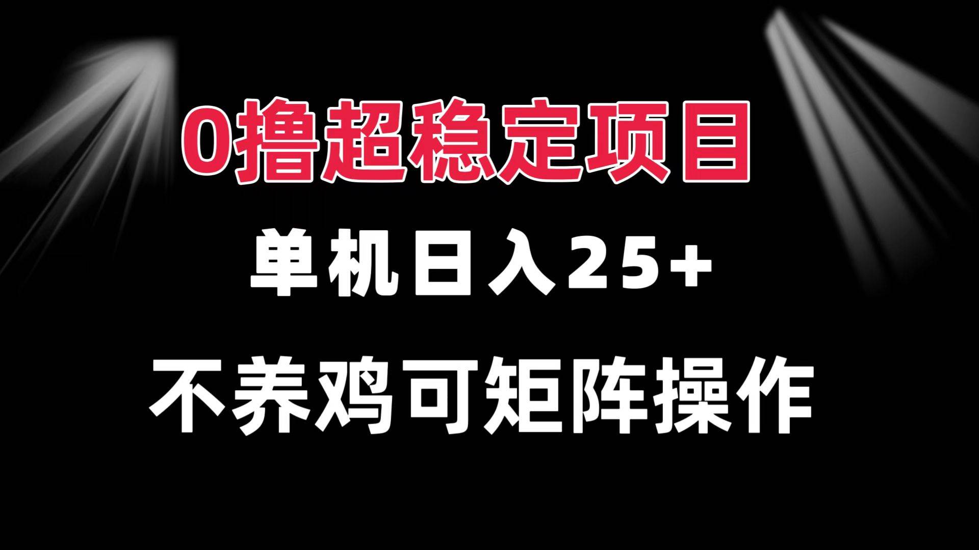 （13355期）0撸项目 单机日入25+ 可批量操作 无需养鸡 长期稳定 做了就有-副业库