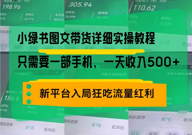 （13509期）小绿书图文带货详细实操教程，只需要一部手机，一天收入500+，轻松变现-副业库
