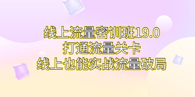线上流量密训班19.0，打通流量关卡，线上也能实战流量破局-副业库
