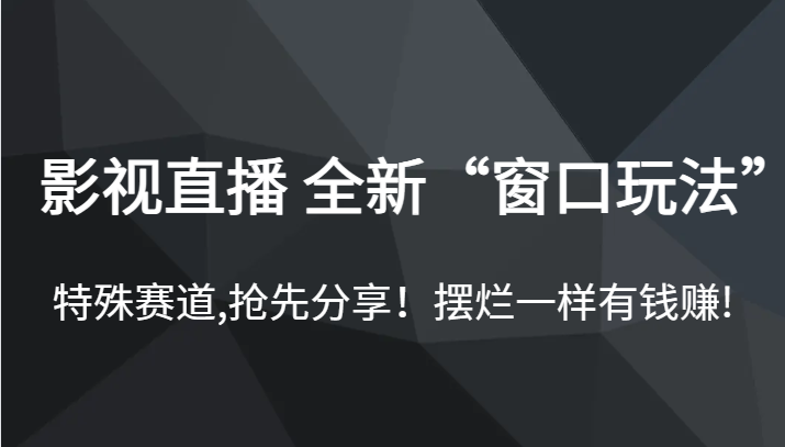 影视直播 全新“窗口玩法”，特殊赛道,抢先分享！摆烂一样有钱赚!-副业库