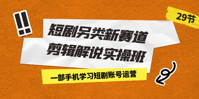 短剧另类新赛道剪辑解说实操班：一部手机学习短剧账号运营（29节 价值500）-副业库