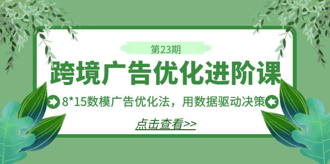 跨境广告·优化进阶课·第23期，8*15数模广告优化法，用数据驱动决策-副业库