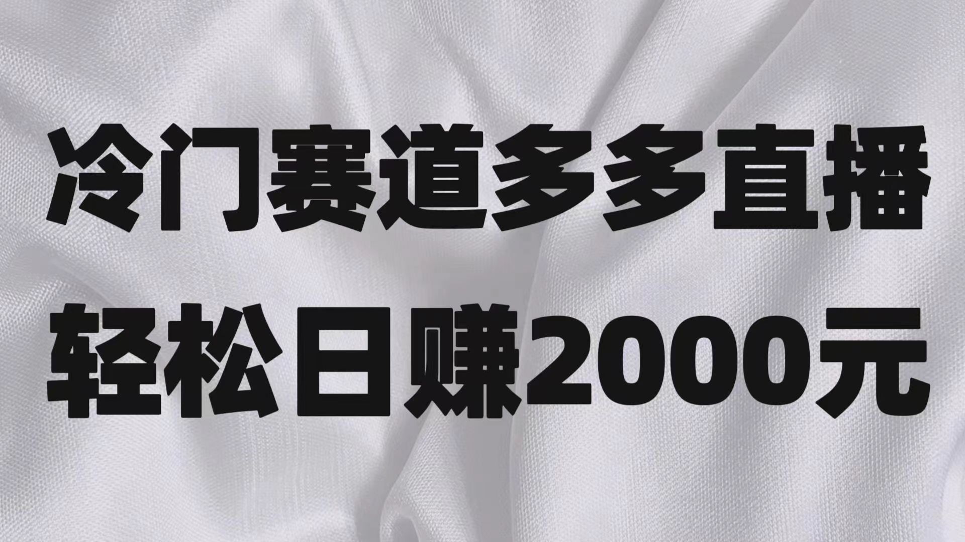 冷门赛道拼多多直播项目，简单念稿子，日收益2000＋-副业库